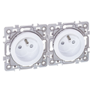 SQUARE Prise double - 2 x 2P+T Monobloc - BLANC