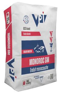 Enduit monocouche lourd MONOROC - 25kg GRAIN MOYEN - 60 Gris Argent - 48/PLT